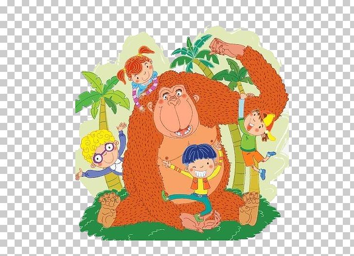 Gorilla Child Illustration PNG, Clipart, Animals, Area, Art, Brown, Cartoon Free PNG Download
