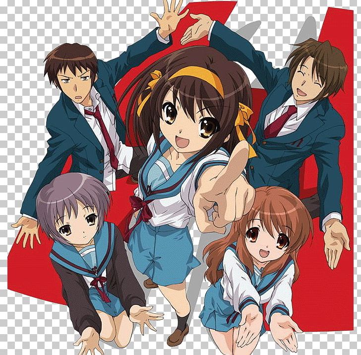 Kyon Itsuki Koizumi Yuki Nagato Mikuru Asahina Haruhi Suzumiya PNG, Clipart, Anime, Anime News Network, Cartoon, Fiction, Gundam Free PNG Download