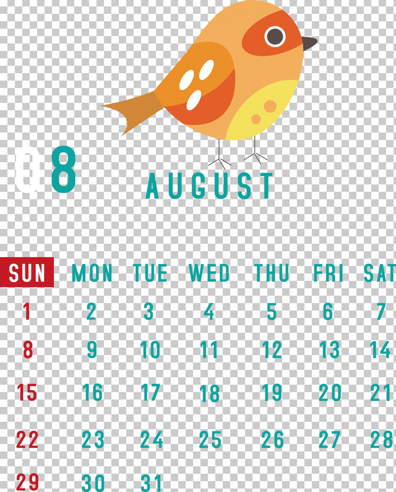 August 2021 Calendar August Calendar 2021 Calendar PNG, Clipart, 2021 Calendar, Beak, Birds, Calendar System, Line Free PNG Download