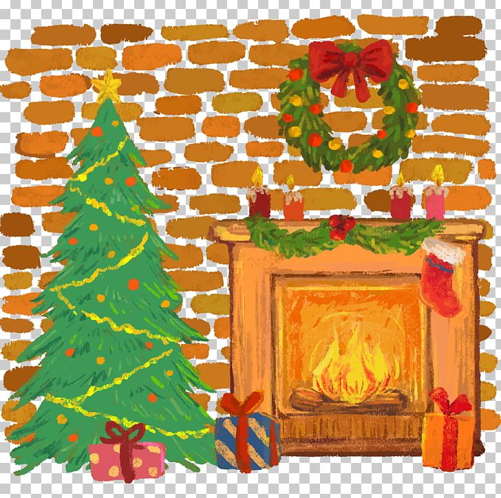Christmas Tree Furnace Fireplace Santa Claus PNG, Clipart, Chimney, Christmas, Christmas Decoration, Christmas Frame, Christmas Lights Free PNG Download