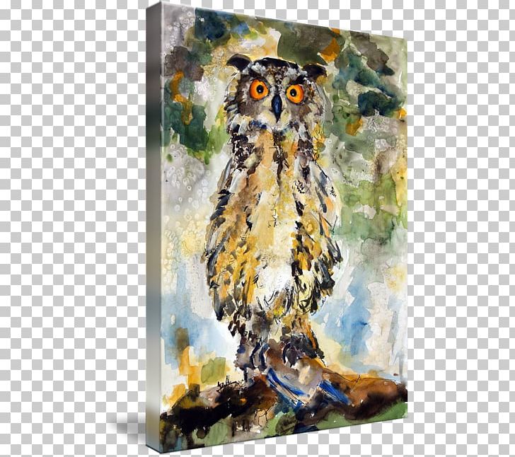 Great Horned Owl Watercolor Painting Gallery Wrap PNG, Clipart, Art, Beak, Bird, Bird Of Prey, Canvas Free PNG Download