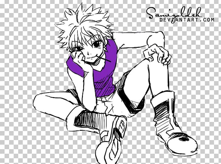 Killua Zoldyck Line Art Drawing Hunter Hunter Png Clipart Anime Area Arm Art Artwork Free