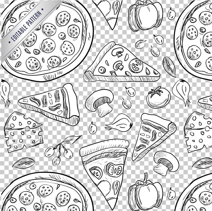 Pizza Italian Cuisine Drawing PNG, Clipart, Black And White, Circle, Creative, Del, Delicious Free PNG Download