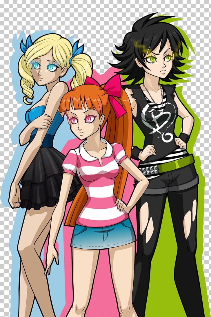 Anime Blossom, Bubbles, and Buttercup Fan art Cartoon Network, powerpuff  girls, chibi, powerpuff Girls Z, fashion Illustration png | PNGWing