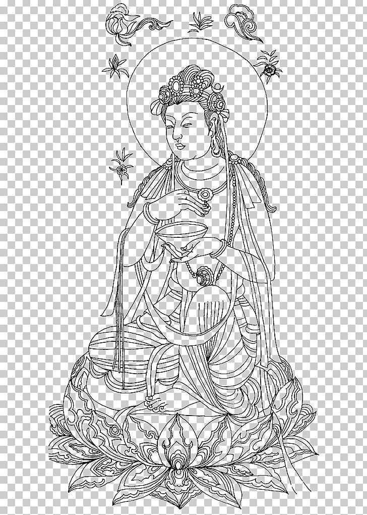 Guan Yin Of The South Sea Of Sanya Guanyin Bodhisattva Buddhahood PNG, Clipart, Artwork, Black And White, Buddha Lotus, Buddharupa, Buddha Statue Free PNG Download