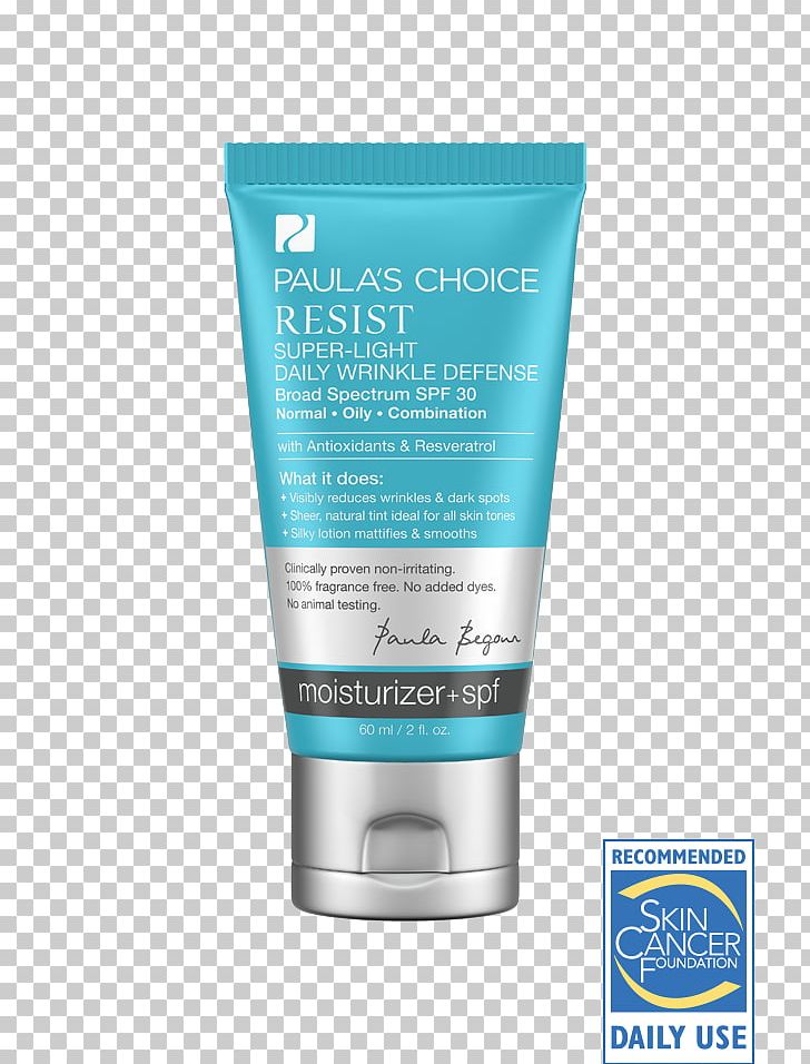 Sunscreen Lotion Cream Paula's Choice Resist Super-Light Daily Wrinkle Defense SPF 30 Moisturizer PNG, Clipart,  Free PNG Download