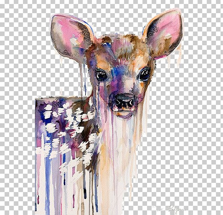 Deer Watercolor Painting Art Portrait PNG, Clipart, Animal, Art, Artist, Cattle Like Mammal, Color Free PNG Download