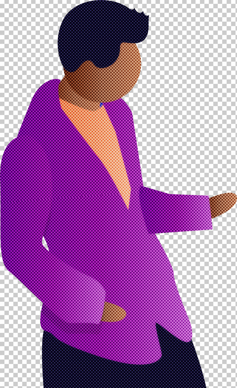 Purple Violet Standing Outerwear Sleeve PNG, Clipart, Abstract Man, Cartoon Man, Gesture, Outerwear, Purple Free PNG Download