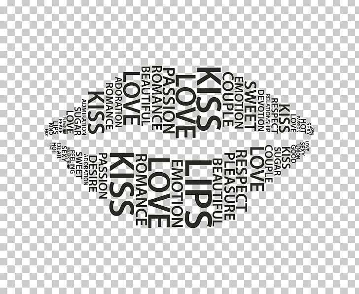 Love Kiss Word Lip PNG, Clipart, Angle, Area, Black And White, Brand, Circle Free PNG Download