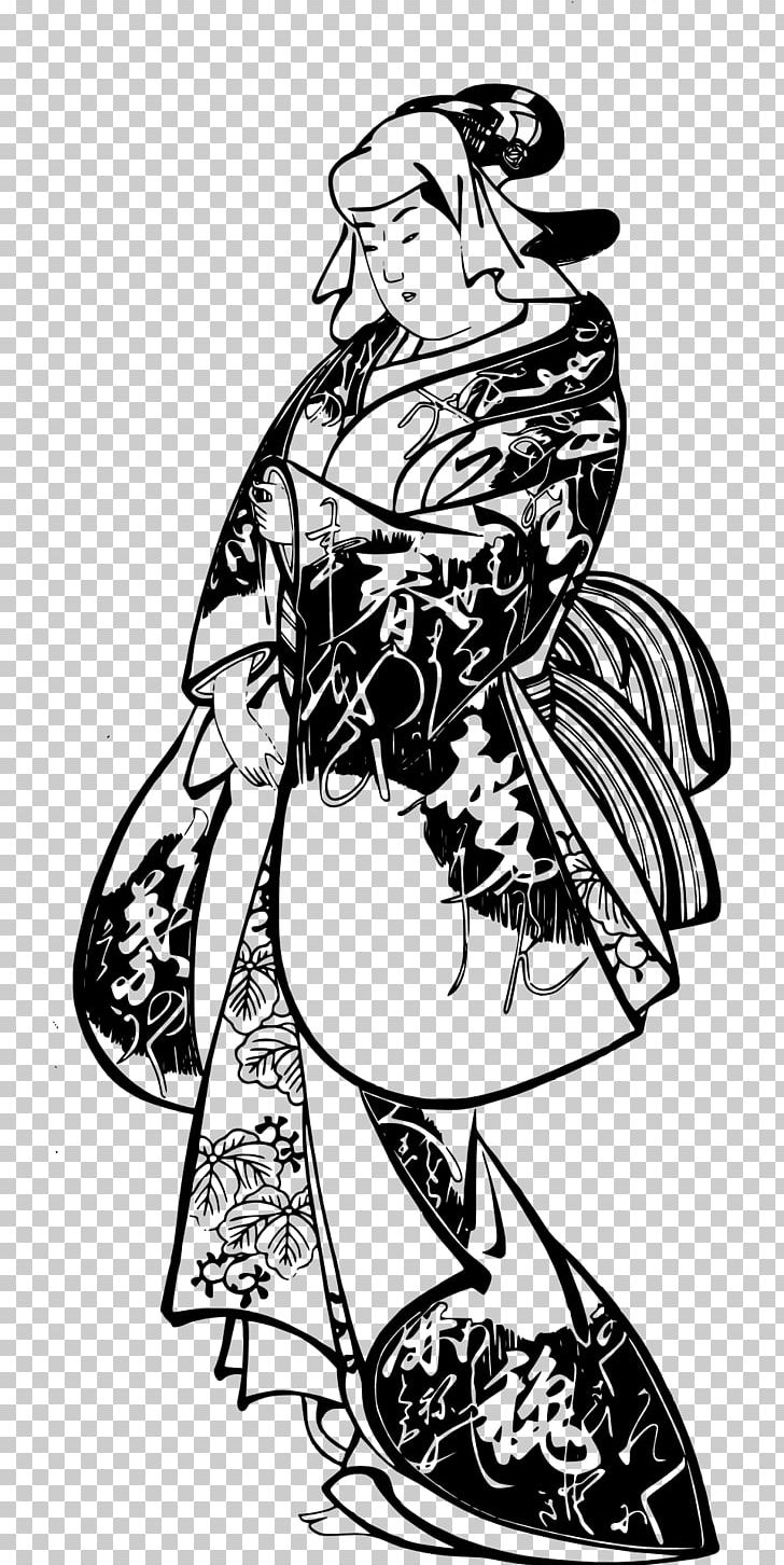 Woodblock Printing In Japan Kimono Woman PNG, Clipart, Arm, Art, Artwork, Black And White, Clothing Free PNG Download