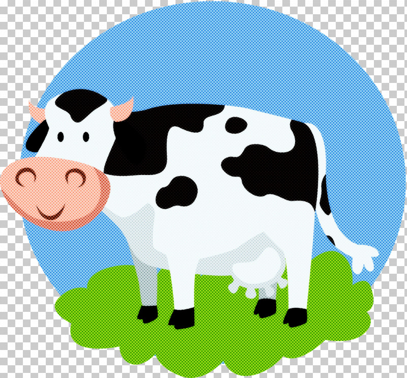 Cartoon Dairy Cow Bovine Green Livestock PNG, Clipart, Bovine, Cartoon, Dairy Cow, Grass, Green Free PNG Download