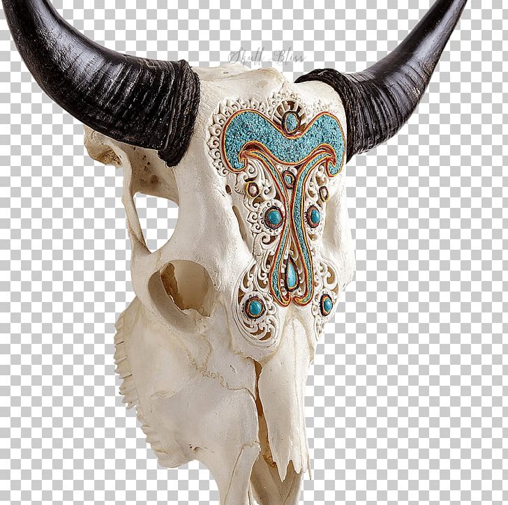 Cattle Skull XL Horns Turquoise Angel PNG, Clipart, Bone, Cattle, Color, Cow Skull, Fantasy Free PNG Download