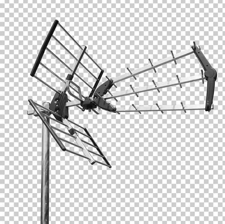 Television Antenna Ultra High Frequency Telecommunication PNG, Clipart, Angle, Antenna, Black And White, Cable Television, Digital Terrestrial Television Free PNG Download