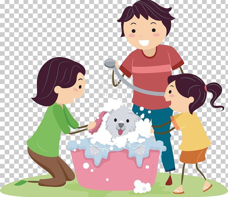 Dog Child Stock Photography Illustration PNG, Clipart, Animals, Art, Balloon Cartoon, Bath, Bathing Free PNG Download