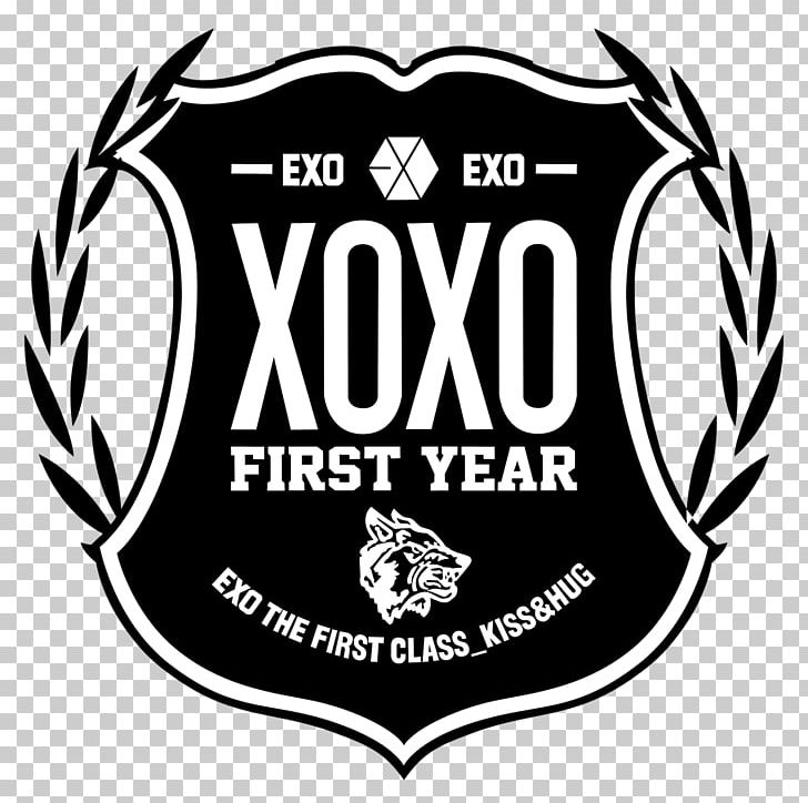 EXO Wolf XOXO Song Logo PNG, Clipart, Animals, Badge, Black And White, Brand, Crest Free PNG Download