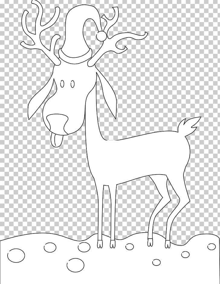 Reindeer Black And White Line Art Drawing PNG, Clipart, Antler, Area, Black And White, Cartoon, Christmas Free PNG Download