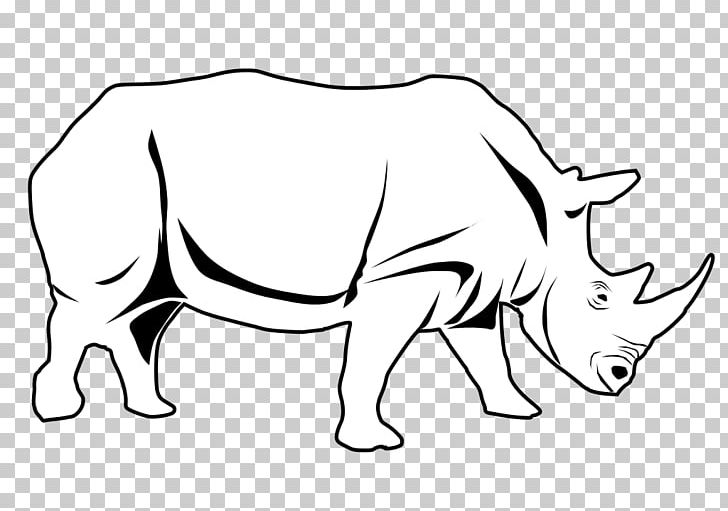 White Rhinoceros Black And White PNG, Clipart, Artwork, Black And White, Black Rhinoceros, Cartoon, Fauna Free PNG Download