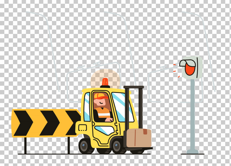 Road Works PNG, Clipart, Cartoon, Comics, Drawing, Forklift, Machine Free PNG Download