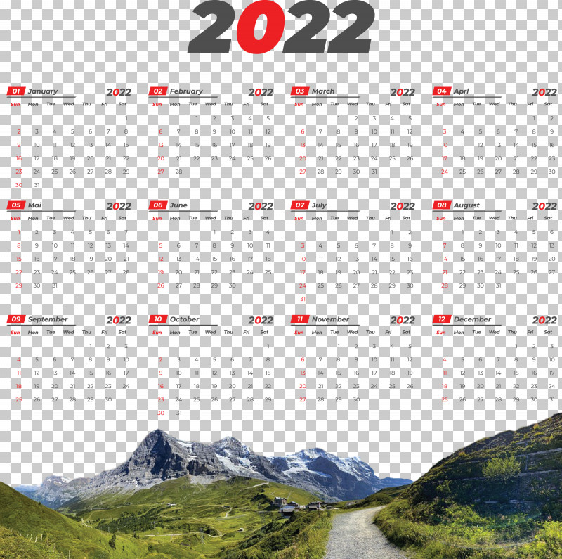 2022 Printable Yearly Calendar 2022 Calendar PNG, Clipart, Alps, Eiger, Grindelwald, Jungfrau, Mountain Range Free PNG Download