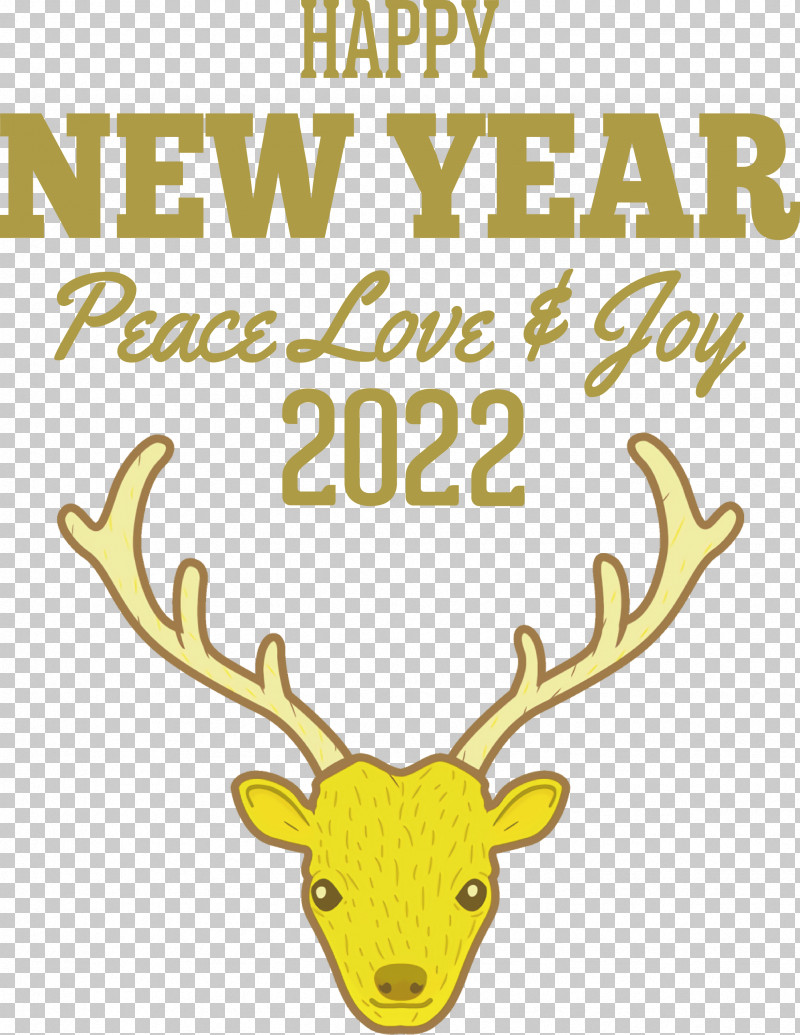 New Year 2022 Happy New Year 2022 2022 PNG, Clipart, Animal Figurine, Antler, Cartoon, Deer, Line Free PNG Download