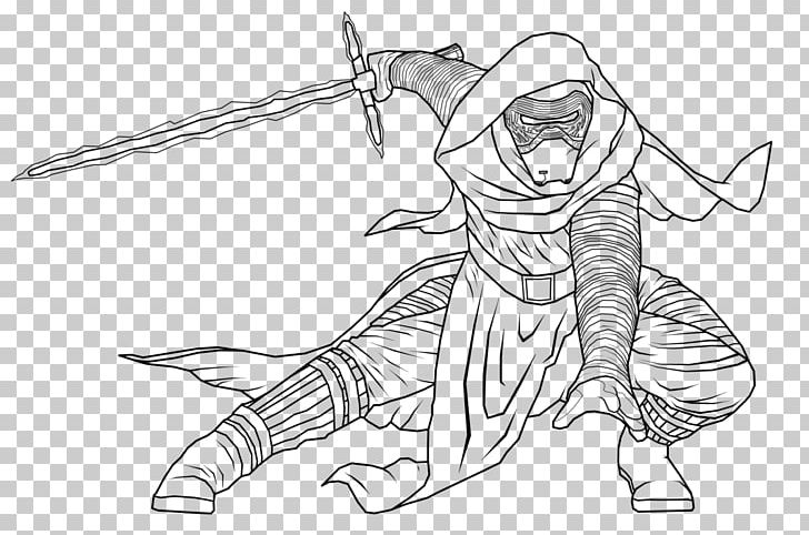 Line Art Ausmalbild Drawing Painting Kylo Ren PNG, Clipart, Angle, Arm, Art, Black And White, Budgerigar Free PNG Download