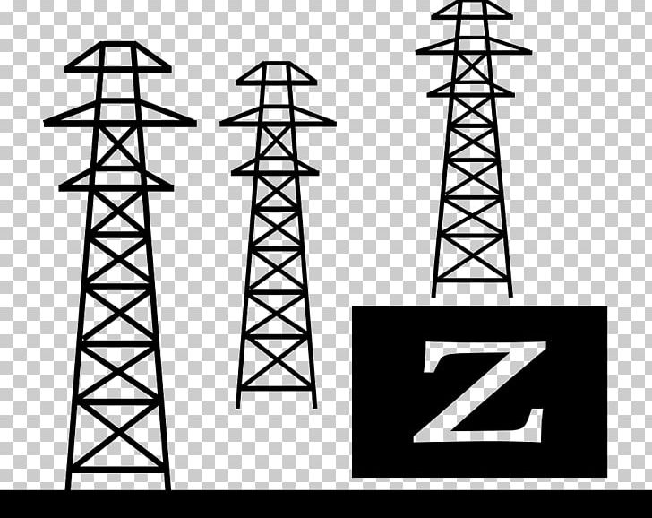 Electricity Electrical Substation Computer Icons Transmission Tower Electric Power Transmission PNG, Clipart, Angle, Black And White, Computer Icons, Electrical Substation, Electrical Supply Free PNG Download