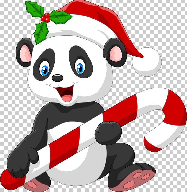 Giant Panda Santa Claus Candy Cane Bear PNG, Clipart, Animal, Animals, Art, Black, Candy Cane Free PNG Download