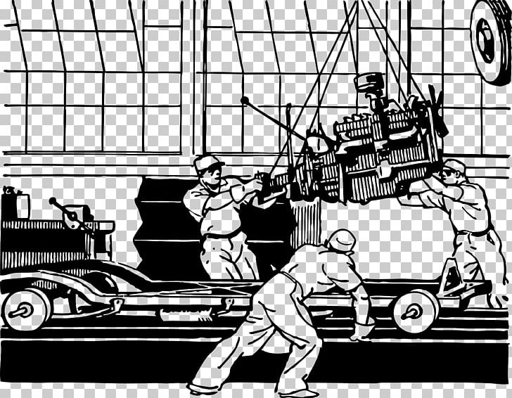 factory assembly line cartoon
