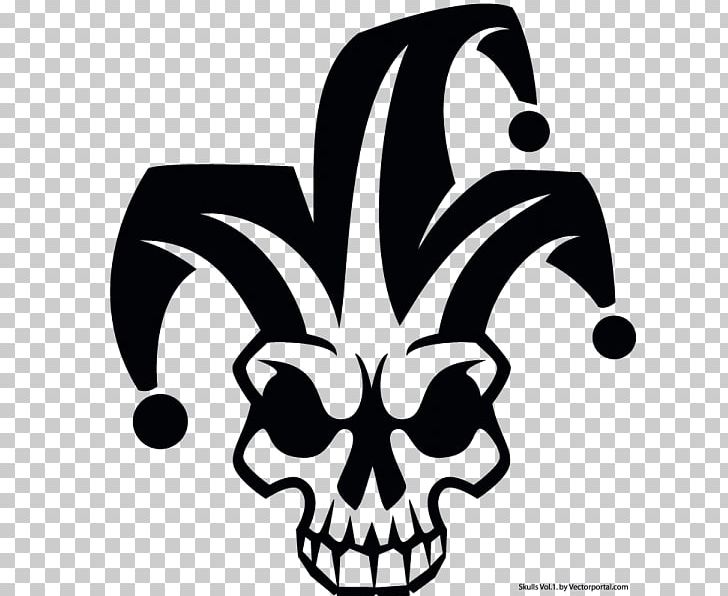 Harlequin Skull Clown PNG, Clipart, Art, Black And White, Bone, Clown, Decal Free PNG Download