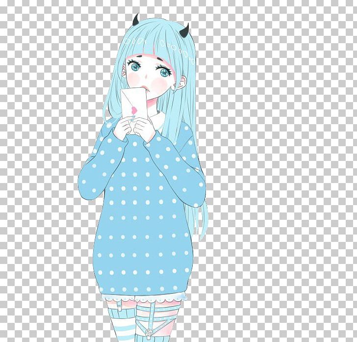 Pastel Drawing Anime Female PNG, Clipart, Anime, Aqua, Art, Ayame Shiroi, Blue Free PNG Download