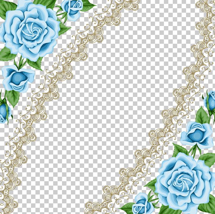 Wedding Invitation Blue Rose Frame PNG, Clipart, Aqua, Blue, Blue Rose, Border, Border Frame Free PNG Download
