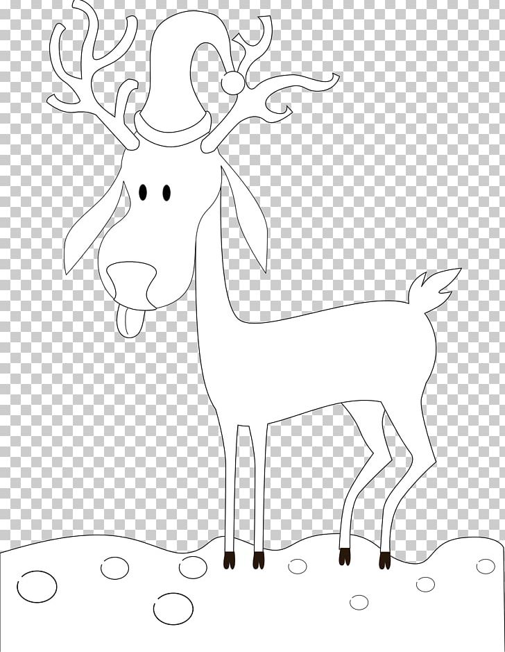 Reindeer /m/02csf Drawing PNG, Clipart, Antler, Area, Artwork, Black And White, Cartoon Free PNG Download