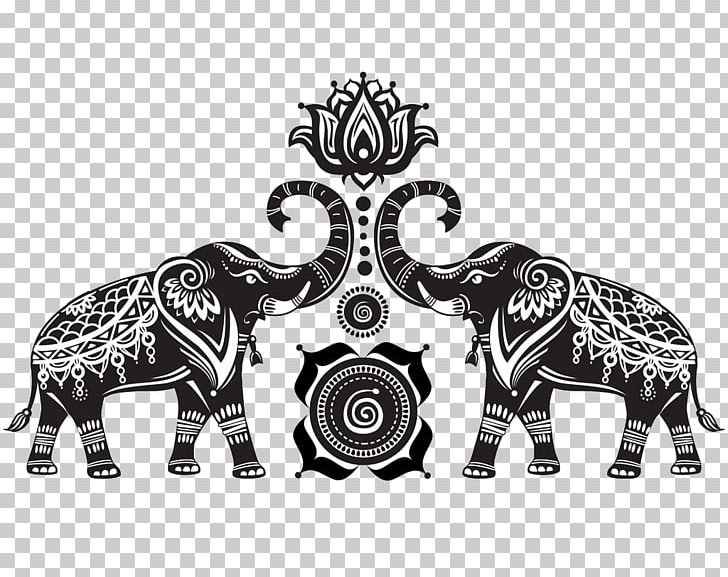 Nelumbo Nucifera Elephant Ornament Illustration PNG, Clipart, Animals, Asian Elephant, Baby Elephant, Black And White, Cattle Like Mammal Free PNG Download