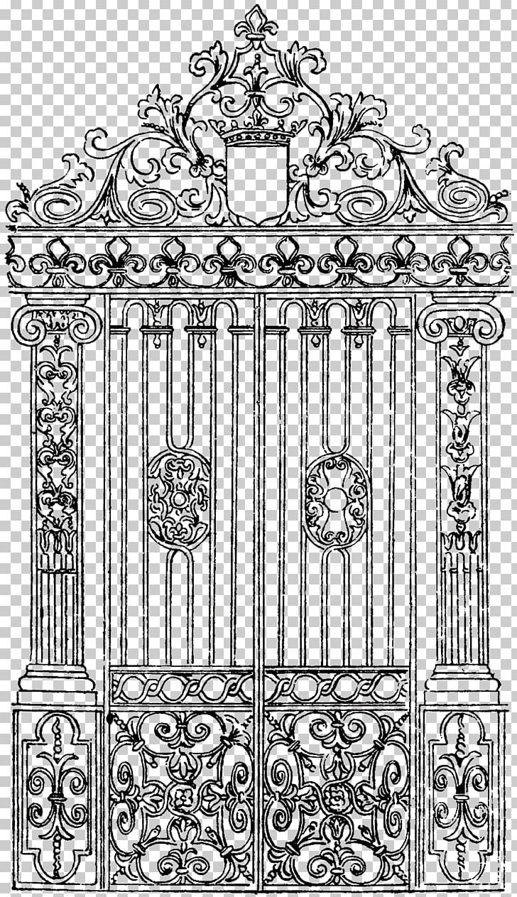 Gate Door Drawing Wrought Iron PNG, Clipart, Antique, Arch, Area, Black And White, Classical Architecture Free PNG Download
