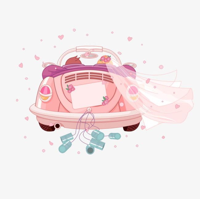 Cartoon Pink Romantic Wedding Car PNG, Clipart, Bride, Bridegroom, Car, Car Clipart, Car Clipart Free PNG Download