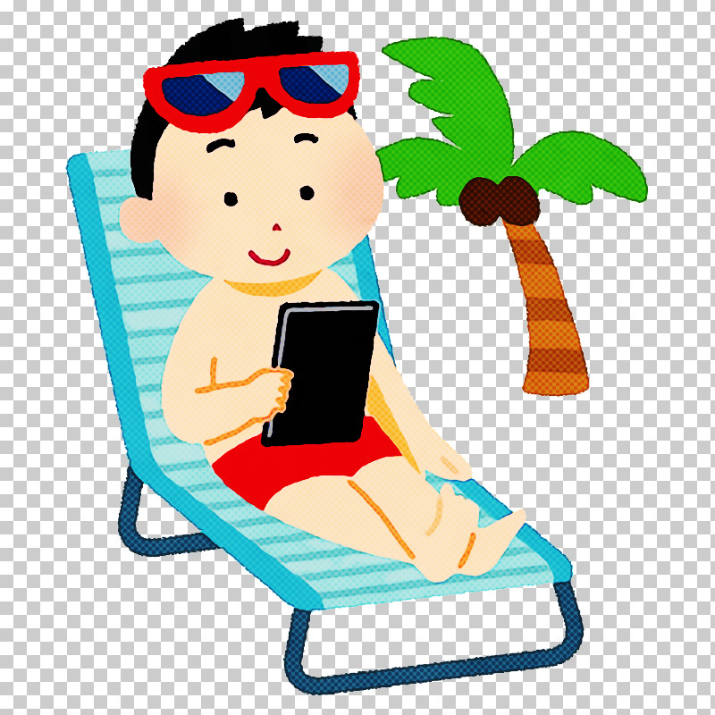 Beach Tablet Summer Vacation PNG, Clipart, Cartoon, Folding Chair, Glasses, Sitting, Summer Free PNG Download