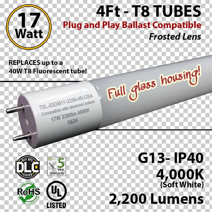 Light-emitting Diode LED Tube LED Lamp Frosted Glass PNG, Clipart, Cylinder, Electrical Ballast, Electricity, Fluorescent Lamp, Frosted Glass Free PNG Download