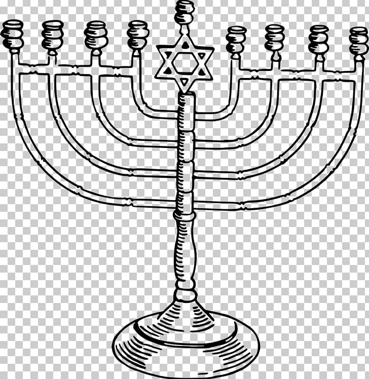 Menorah Judaism Hanukkah PNG, Clipart, Black And White, Candle Holder, Candlestick, Computer Icons, Drawing Free PNG Download