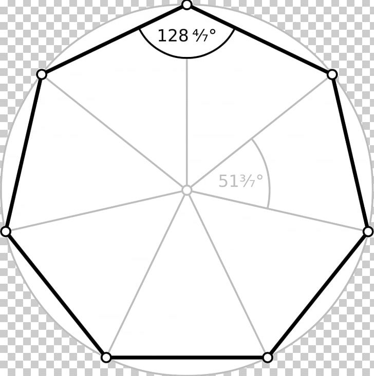 Heptagon Regular Polygon Degree Internal Angle PNG, Clipart, Angle, Area, Black And White, Circle, Decagon Free PNG Download