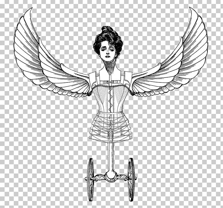 Steampunk Drawing Corset Sketch PNG, Clipart, Angel, Art, Bird, Black And White, Corset Free PNG Download