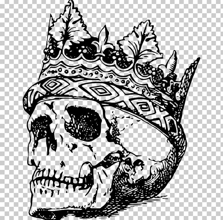 T-shirt Skull Bone PNG, Clipart, Art, Black And White, Bone, Clothing, Crown Free PNG Download