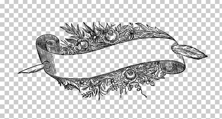 Flower Banner PNG, Clipart, Artwork, Automotive Design, Banner, Black And White, Body Jewelry Free PNG Download