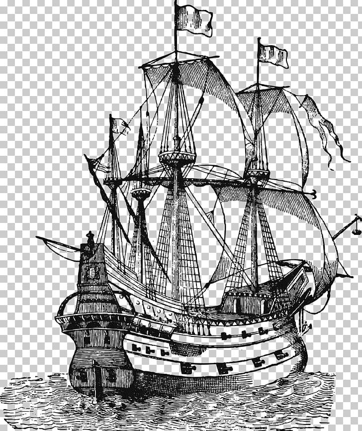 Ship Brigantine Watercraft Carrack Caravel PNG, Clipart, Barquentine, Black And White, Brig, Dromon, Galley Free PNG Download
