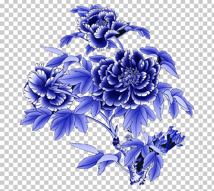 Blue And White Pottery Moutan Peony Motif Porcelain PNG, Clipart, Atmosphere, Blue, Ceramic, Chinese Painting, Chrysanths Free PNG Download