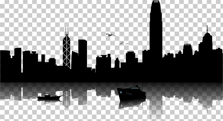 Hong Kong Skyline Silhouette Illustration PNG, Clipart, Animals, Art, Black And White, City, City Building Free PNG Download