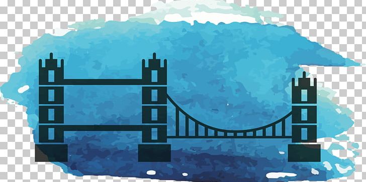 London Watercolor Painting PNG, Clipart, Blue, Blue Abstract, Blue Background, Blue Border, Blue Bridge Free PNG Download