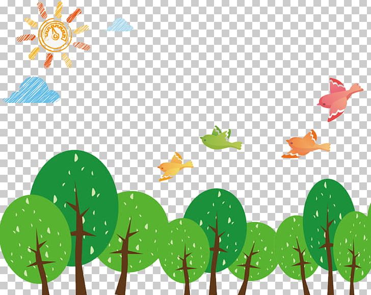 Tree Cartoon Illustration PNG, Clipart, Arts, Background, Bird, Border, Branch Free PNG Download