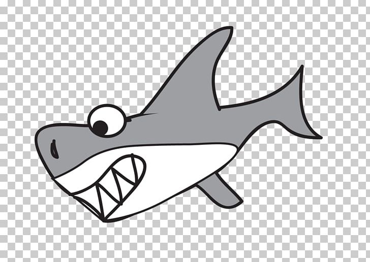 Great White Shark Cartoon Drawing PNG, Clipart, Animals, Automotive Design, Black And White, Bull Shark, Cartilaginous Fish Free PNG Download