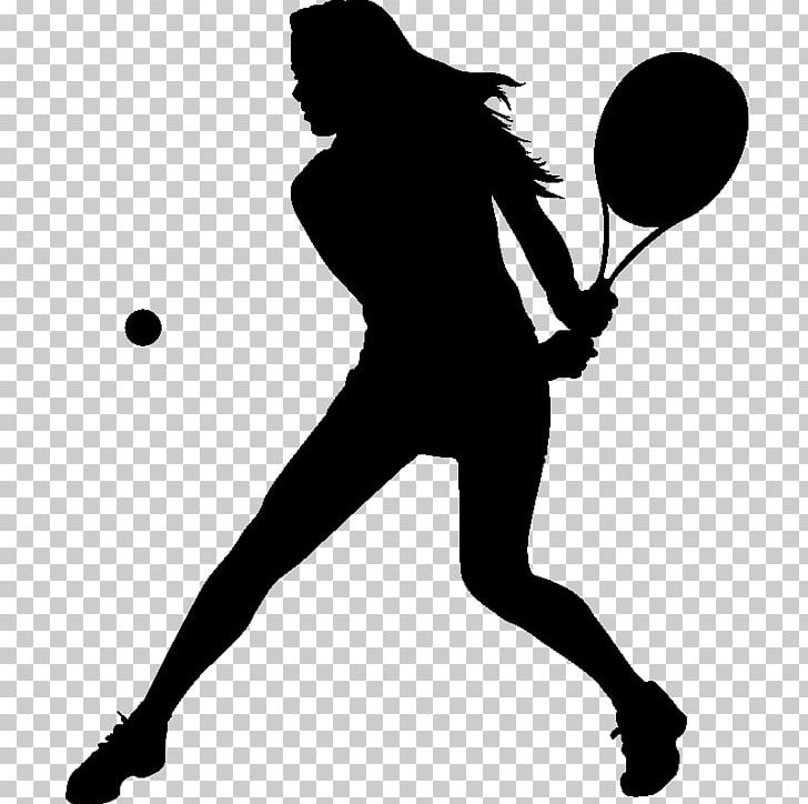 Tennis Girl Racket Silhouette PNG, Clipart, Arm, Black, Black And White, Human Behavior, Human Body Free PNG Download