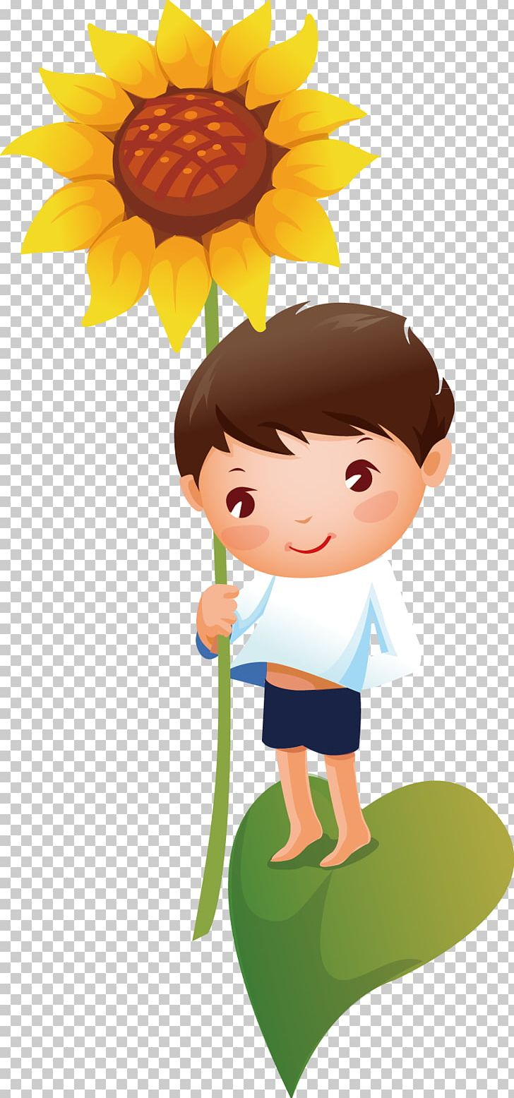 Common Sunflower PNG, Clipart, Boy, Cartoon, Child, Computer Wallpaper, Daisy Family Free PNG Download